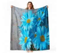 Blue Chrysanthemums Blanket 200 x 200 cm Grey Flannel Fluffy Fleece Blankets for Adults, Soft Lightweight Warm Throw Blanket for Bed Sofa and Couch A-2575
