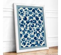 Blue Circle Pattern Geometric Framed Wall Art Print A1 (84.1×59.4cm) White, Wall Decor for Living Room, Bedroom, Office & Home, Ready to Hang, Art Gift
