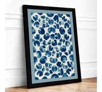 Blue Circle Pattern Geometric Framed Wall Art Print A4 (29.7×21cm) Black, Wall Decor for Living Room, Bedroom, Office & Home, Ready to Hang, Art Gift