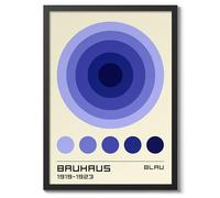 Blue Circles Poster, Bauhaus Print, Framed Abstract Art, Mid-Century Wall Art, Modern Home Decor, Gift Idea, Archival Matte, A5 (Framed) - 21x14.8cm