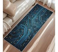 Blue Circuit Board Hallway Runner Rug 80x300cm, Sci-Fi Games Runner Rugs for Kitchen, Washable Thin Non Slip Long Carpet Runners for Entryway Laundry Room Bedroom a1&170