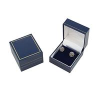 Blue Classic Leatherette Gold Trim Box Collection Ring Necklace Earring Bracelet Watch Presentation Retail Jewellery Storage (1, Earring Box)
