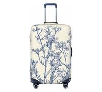 Blue Classic Vanilla and Wildflowers Elastic Travel Luggage Cover Suitcase Protector, Print Suitcase Baggage Cover Anti-Scratch