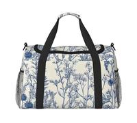 Blue Classic Vanilla and Wildflowers Waterproof Weekender Bags Duffel Bag Large Carry On Hand Luggage Bags Foldable Tote Bag for Travel Sports Gym Dance