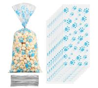 Blue Claw Cellophane Bags,50 Pieces DIY Biscuit Cookie Bags,Candy Bag for Animal Theme Party and Girls Boys Birthday Party Supply
