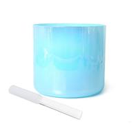 Blue Clear Crystal Singing Bowl, Cosmic Light Alchemy Bowl Sound Bowl, For Yoga Meditation Sound With Quartz Striker & O-ring (432HZ 7 Inch E Note)