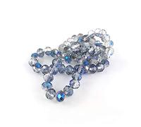 Blue/Clear Czech Crystal Faceted Rondelle Beads 6mm x 8mm Strand of 65+ Pieces for Jewellery Making and More