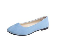 Blue Closed Toe Sandals for Women Ballet Flats Womens Simple Casual Flat Shoes Solid Color Pumps Ladies Ballet Ballerina Office Comfort Pointed Toe Slip On Footwear for Wedding Party Size 6.5