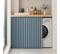 Blue Closet Curtain Waterproof Shelf Divider Sliding Wardrobe Screen withKitchen Shelf Cover Dense Fabric W90cm x H160cm Perfect for Organizing and Privacy