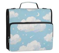 Blue Cloud 1.5 Inch 3 Rings Binder with Extra Pockets with Strap Multi-Pocket Documents Files Storage Bag for Middle Student Cartera portátil