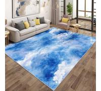 Blue Cloud Rugs - Watercolor Modern Simple Area Rugs for Living Room Bedroom, Washable Non Slip Low Pile Large Carpet, Patterned Door Mat & Home Decor, 200x300 cm