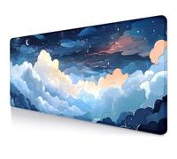 Blue Clouds Desk Mat, Nebula Large Mouse Pad, Non Slip Rubber Base Stitched Edge Gaming Pc Desktop Desk Pad for Computer, Christmas and Thanksgiving Gifts, 31.5 x 11.8 Inch