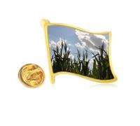 blue clouds white art deco fashion Golden Metal Flag Lapel Pin Badge