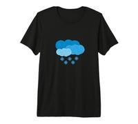 Blue Clouds with Falling Snowflakes - Winter Weather Premium T-Shirt