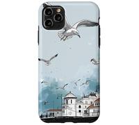 Blue Cloudy Skies Scene Seagulls Over Pier Landscape Case for iPhone 11 Pro Max