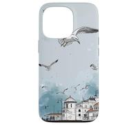 Blue Cloudy Skies Scene Seagulls Over Pier Landscape Case for iPhone 13 Pro