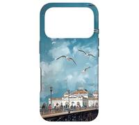 Blue Cloudy Skies Scene Seagulls Over Pier Landscape Case for iPhone 17 Pro