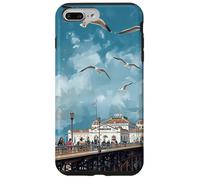 Blue Cloudy Skies Scene Seagulls Over Pier Landscape Case for iPhone 7 Plus/8 Plus