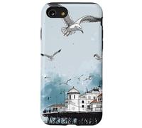 Blue Cloudy Skies Scene Seagulls Over Pier Landscape Case for iPhone SE (2020) / 7/8