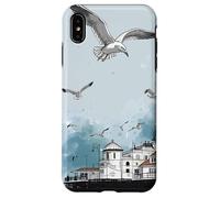 Blue Cloudy Skies Scene Seagulls Over Pier Landscape Case for iPhone XS Max
