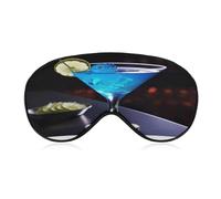 Blue Cocktail Eye Mask, Side Sleeping Mask Light Blindfold Sleeping Mask Nose Pad and Elastic Band for Children Women and Men