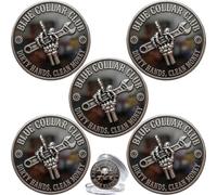 Blue Collar Club Challenge Coin, Funny Skeleton Middle Finger Wrench Blue Collar Commemorative Coin, Working Class Collectible Token, Gift for Mechanics Welders Workers (5PCS)