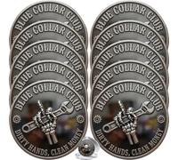 Blue Collar Club Challenge Coin, Funny Skeleton Middle Finger Wrench Blue Collar Commemorative Coin, Working Class Collectible Token, Gift for Mechanics Welders Workers (10PCS)