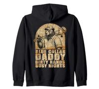 Blue Collar Daddy Dad Dirty Hands Busy Nights Fathers Day Zip Hoodie