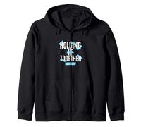 Blue Color Barely Holding it Together Blue Graphic Zip Hoodie