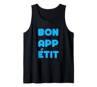 Blue Color Bon App Etit Blue Graphic Tank Top