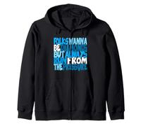 Blue Color Diamonds Don't Run From Pressure Blue Graphic Zip Hoodie