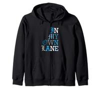 Blue Color In My Own Lane Blue Graphic Zip Hoodie