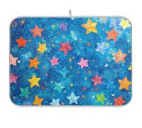 Blue Color Oil Painting Stars Rubber mat countertop Dish Dryer matt Dish Drying mat Jumbo 18 x 24
