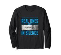 Blue Color Real Ones Move in Silence Blue Graphic Long Sleeve T-Shirt