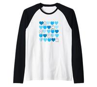 Blue Color Spell Out The Love Blue Graphic Raglan Baseball Tee