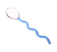 Blue Colored Glass Teaspoon with Twisted Long Handle for Tea Time