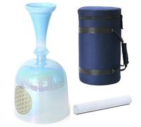 Blue Colored Handhold Sound Bowl Grail for Yoga Meditation & Sound Bath, Handle Crystal Singing Bowl with Carrying Case & Suede Mallet(432Hz,8inch C note)