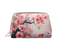 Blue Colorful Balloons Print Leather Makeup Bag Small Travel Cosmetic Bag for Women Cosmetic Organizer Bag, Japan Cherry Blossoms, Taglia Unica