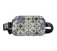 Blue Colorful Gorgeous Patchwork Waterproof Fanny Packs for Women Hip Pouch Belt Bag Bright Waist Pack for Women, Blue Colorful Gorgeous Patchwork, 8 x 5.3 x 2.3 inch, Funny Cute, Blue Colorful