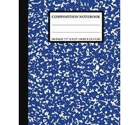 Blue Composition Notebook: Blue and White Marble Style Wide Ruled, Lined Paper ,9.75 X 7.5 Inch (19.05 X 23.5 Cm) ready to use for school
