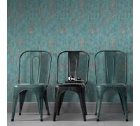 Blue Concrete Effect Wallpaper Gold Metallic Shimmer Textured Vinyl Free Match