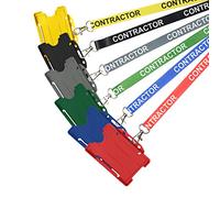 Blue Contractor Lanyard with Matching Open Faced Card Holder, Safety Breakaway & Trigger Clip Included, Perfect for Schools, Businesses & More! (Pack of 10)