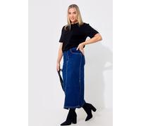 Blue Contrast Stitch Denim Midi Skirt In The Style Blue 18