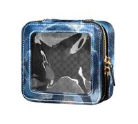 Blue Cool Fire Monster Clear Make Up Bag Small Cosmetic Bag for Purse Cosmetic Organizer Case for Flying