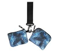 Blue Cool Fire Monster Dual Wristlet Wallets for Women Thin Flat Wristlet Wallet Key Holder with Zipper Pocket for Lady 2 Pcs, Blue cool fire monster, One Size, Casual