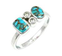 Blue Copper Turquoise Gemstone Women Silver Plated Ring C1152BI_J