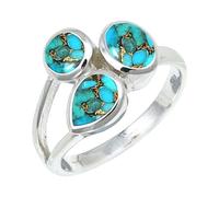 Blue Copper Turquoise Gemstone Women Silver Plated Ring C1152BI_P 1/2