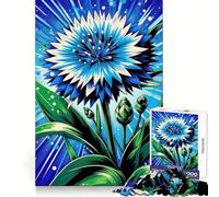 Blue Cornflower Burst Jigsaw Puzzles for Adults1000 Pieces Thought Training Restful Escape Uniform Cut Merry Gift (38X52CM)