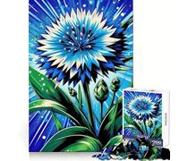 Blue Cornflower Burst Jigsaws 1000 Pieces for Adults Mental Exercise Gentle Engagement Snug Lock Warm Xmas Gift (38X26CM)