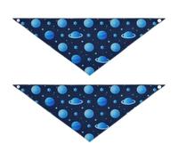 Blue Cosmic Planet Dog Bandanas Bulk Adjustable Unisex Puppy Cat Pet Scarf Cute Pet Accessories for Dogs Cats 2 Pack